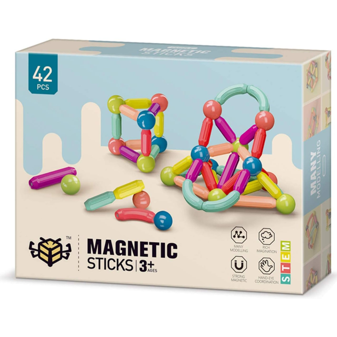 Juego Creativo 3D de Bolas y Varillas Magnéticas – 42 Piezas para Construcciones Increíbles